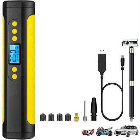 Tragbarer Luftkompressor, Mini-Inflator, elektrische Pumpe, Notfall-Reifenfüller mit LCD-LED, Lightmobile Power, wiederaufladbarer Li-Ionen-Akku mit 2000 mAh (1/5)