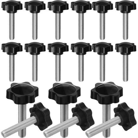 Vis à oreilles M8 x 40mm, 20 pièces en métal et plastique de couleur noire, adaptées pour montage mécanique (1/5)