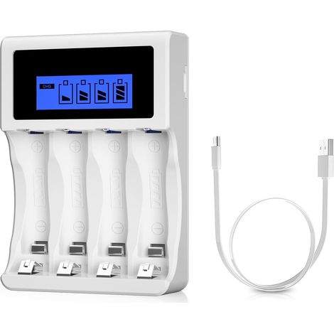 Fast Battery Charger, 4 Slots Universal AA/AAA Battery Charger, for 4 Ni-MH/Ni-CD Batteries(USB Port) (1/5)