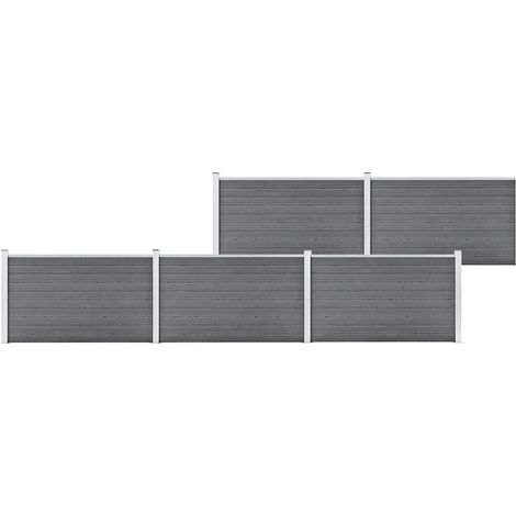 Clôture de jardin WPC 872x106 cm Gris (1/5)