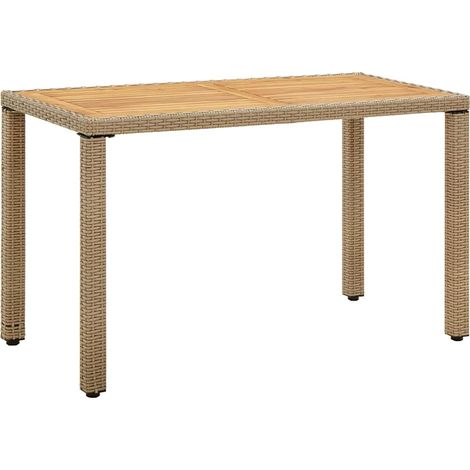 vidaXL Garden Table Beige 123x60x74 cm Poly Rattan&Solid Wood Acacia (1/5)