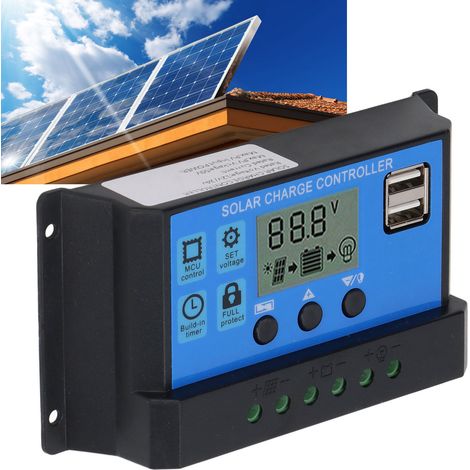 Contrôleur de panneau solaire 12V/24V, régulateur photovoltaïque PWM, chargeur de cellules solaires 100A (1/5)