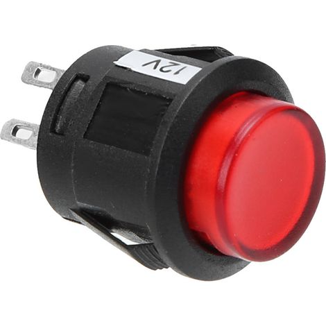 R13-523 Interrupteur Bouton Poussoir Rond Auto-Verrouillage Étanche avec LED (1/5)