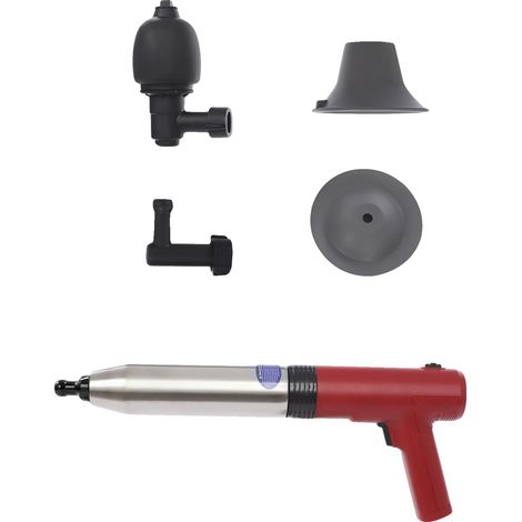Sturalavandino elettrico per WC, meccanismo ad aria compressa ad alta pressione, multiuso per sturare gli scarichi, colore rosso. (1/5)