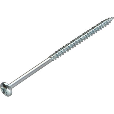 VBA Vis bois agglo Tête ronde TR Pozi N°2 4X80 Filetée sur 48 Acier zingué-1 pièce