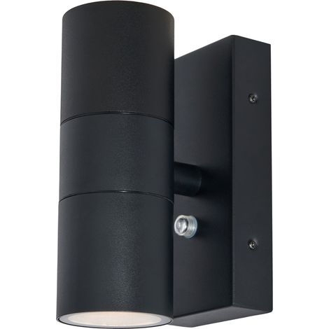 Litecraft Kenn Wall Light Outdoor Up Down Fitting With Photocell Sensor - Black