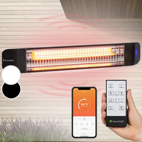 Klarstein Chauffage Electrique à Infrarouge, Chauffage de Jardin 2400W, Smart WiFi App, Minuterie, Affichage LED, Chauffage Exterieur Terrasse IP65 pour Veranda, Chauffage d'Appoint Econome, Sans CO2 (1/5)