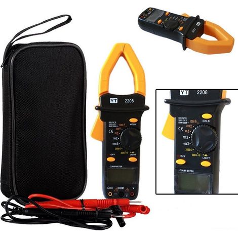 TrAdE Shop Traesio - Pinza Amperometrica Multimetro Test Tester Digitale Con Puntali Yt-2208 - (1/5)