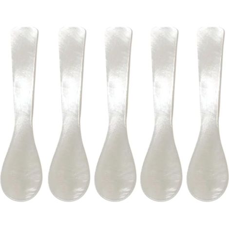 Cuillère à Caviar - Lot de 5 - Nacre Naturelle - Poignée Ronde - Table et Dessert - 7 à 12 cm (1/5)