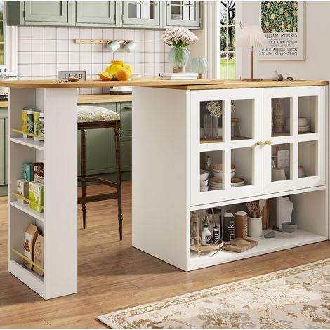 Aparador giratorio extensible MDF con cristal OKMYHOME (1/5)