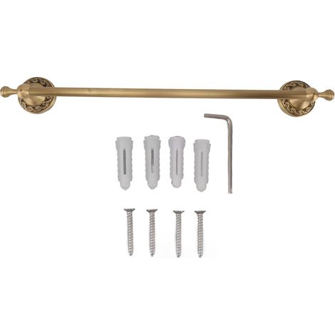 Porte-serviettes en cuivre robuste de 50 cm (19,7 po) avec vis de fixation et clé hexagonale pour salle de bain et cuisine (aspect antique) (1/5)