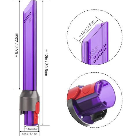 Boquilla para ranuras de aspiradora, boquilla estrecha con ranura LED para cabezal de repuesto de aspiradora Dyson V7 V8 V10 V11 V15 (1/4)