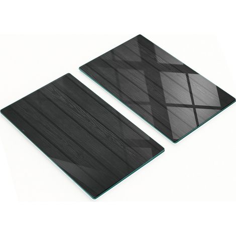 Tablas de cortar y servir de vidrio y madera, negras, 2x30x52 cm