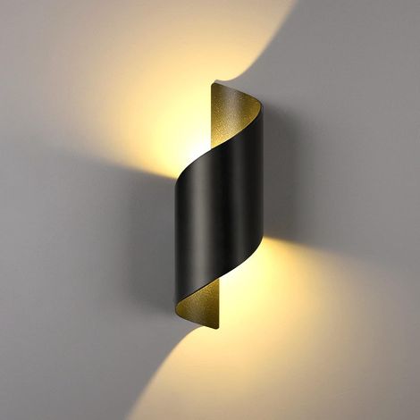 Applique Murale 10W Blanc Chaud, Applique Murale Moderne Intérieur/Extérieur, Eclairage Mural LED, Applique Murale Extérieure 3000K IP65 pour Jardin, Salon, Salle de Bain, Chambre, Noir [Classe énergé (1/5)