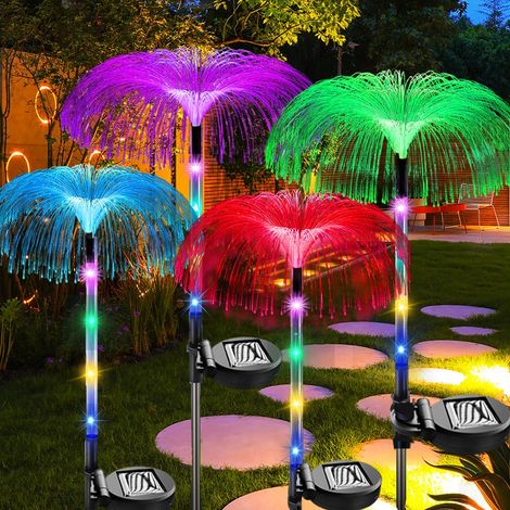 Lampes solaires d'extérieur, lot de 4 lampes solaires de jardin, étanches, idéales pour les mariages, Noël, les jardins et les pelouses.
