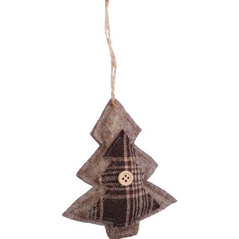 Decorazione natalizia, ciondolo a forma di albero di Natale, in tessuto, 12 cm, marrone (1/2)