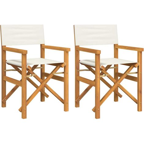 Maison Exclusive - Sedie da Regista Pieghevoli 2 pz Crema Legno Massello di Teak (1/5)