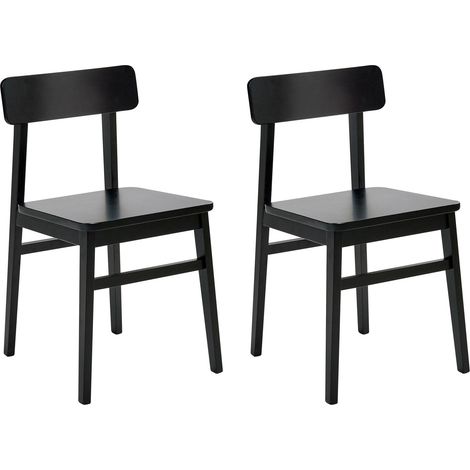 Set tradizionale di 2 sedie da pranzo con struttura in legno di gomma Mobili da cucina e sala da pranzo Nero Gorre