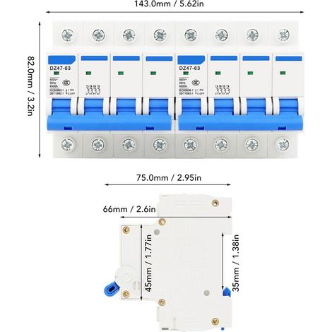 Disjoncteur 63A 400V à rail DIN, interrupteur de transfert automatique double alimentation avec verrouillage, modèle 4P, pour tableau électrique. (1/5)