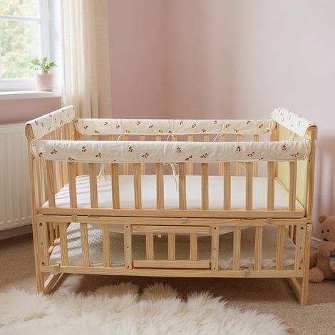 Protection de barrière de lit en maille de pur coton – Housse de protection pour barrière de lit (65 x 120 cm) – Lavable, résistante aux morsures et absorbant les chocs (protection de barrière de lit (1/4)