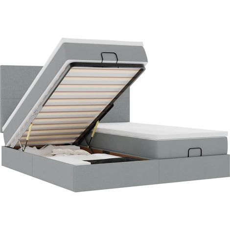 Maison Exclusive - Ottoman-Bett mit Matratzen & LEDs Hellgrau 180