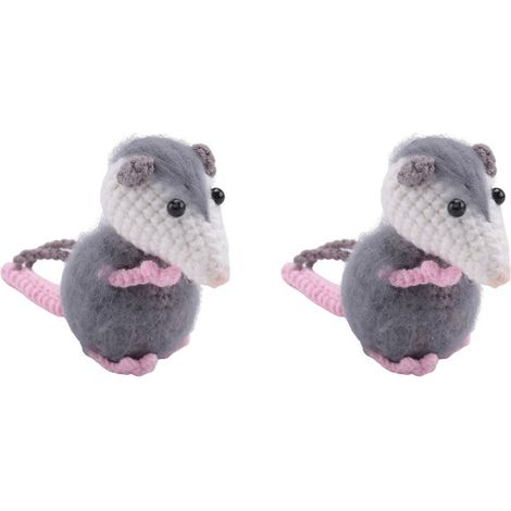 Adatto per 2 ciondoli per auto a forma di opossum, simpatici ciondoli per auto a forma di opossum, ciondoli per specchietto retrovisore dell'auto a forma di opossum realizzati all'uncinetto, accessori (1/3)