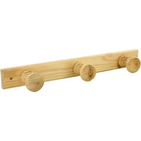 Percha de pino con 3 cabezas, anchura 350 x altura 42 x profundidad 60 mm
