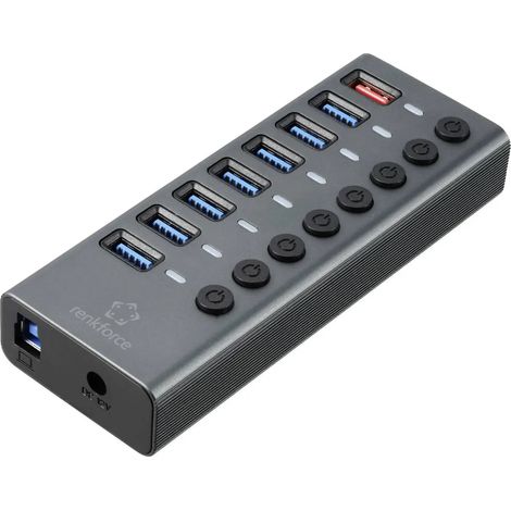 [NEUWERTIG] B-Ware Renkforce Rf Hub 380 Usb Hub Verteiler 8 Port Usb 3.2 Gen Schwarz