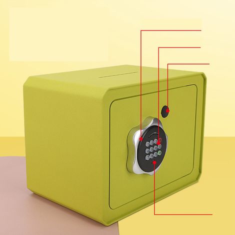 Coffre-fort pour enfants avec serrure à code intelligente en acier allié, sécurité électronique numérique, vert clair (1/5)