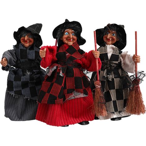 Décoration Sorcière - Balai Inclus - Style Horreur - Pour Décoration Halloween Maison Hantée Fête Thème Fantôme - 3 Pièces