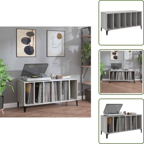 Armoire à disques sonoma gris 100x38x48 cm bois d'ingénierie - Meuble À Disques - Armoire Vinyle - Rangement Musique - Étagère Disque - Support Tournivelle (1/5)