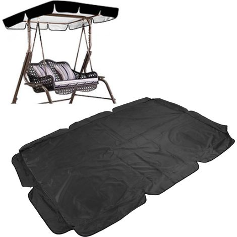 Auvent de balancelle d'extérieur pour jardin ou cour, imperméable, protection anti-poussière, tissu Oxford 210D enduit argenté, noir. (1/5)
