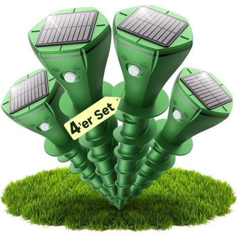 Répulsifs Solaires Anti Taupes, Lot de 4 Répulsif à ultrasons pour Taupes, Répulsif Contre Les campagnols, Imperméable, dissuasif Efficace Contre Les Taupes, Les Souris, Les Fourmis, Rats (1/4)
