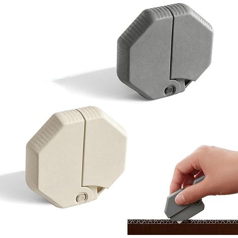 2PCS Couteau de Sécurité Cutter Box avec Lame Céramique, Retractable Blade Knife Magnétique pour Ouverture de Colis, Mini Coupe Carton de Poche Portable, Couleur Beige et Gris
