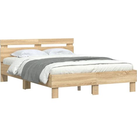 Bed Frame  Sonoma oak  Engineered wood  Small Double  Bed Frame vidaXL