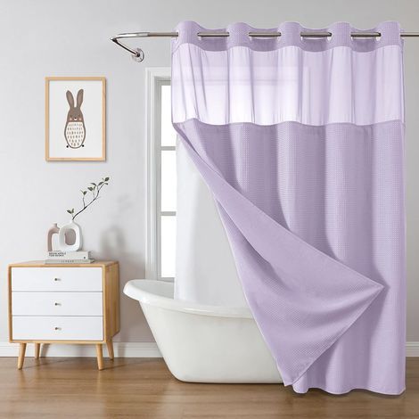 Tenda da doccia, tessuto impermeabile, per bagno, viola, 54 x 80 pollici (1/4)