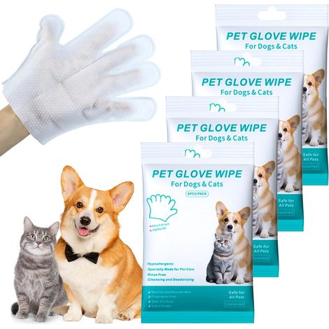 Pack of 24 Hypoallergenic Dog and Cat Cleaning Gloves for Animals, Ears, Grooming Face, Eyes and Paws (1/5)