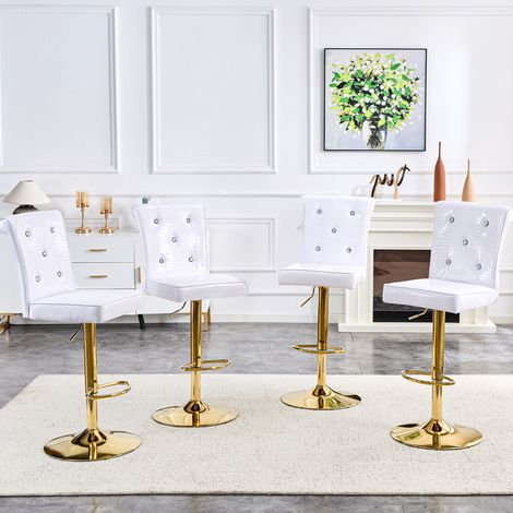 CHICFURN Sgabelli da bar regolabili set da 4 55 x 42 x 125 cm PVC bianco, design cristallo (1/5)