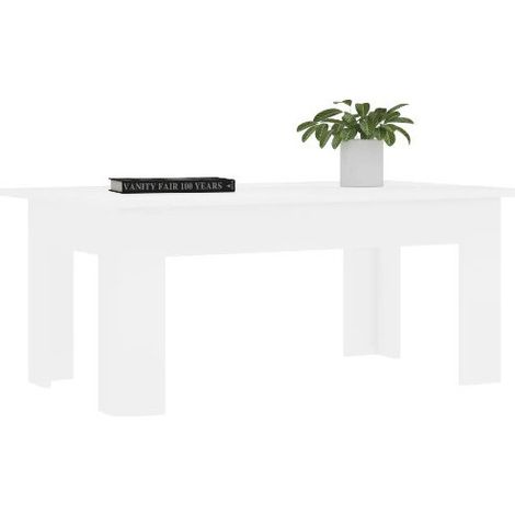 Table basse rectangulaire bois blanc Léonie (1/5)