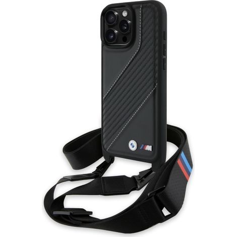 BMW Hartschalenetui mit Carbonstreifen und Riemen für iPhone 16 Pro Max (1/5)