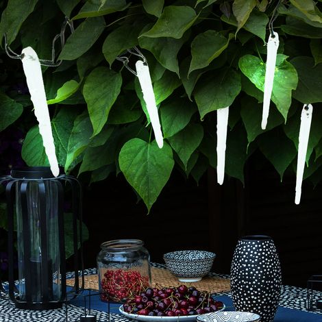 LED Solar Lichterkette 170 cm Leuchtstab Erdspieß Gartendeko Außenlampe, Kunststoff klar, 2 Geschwindigkeiten Regeneffekt