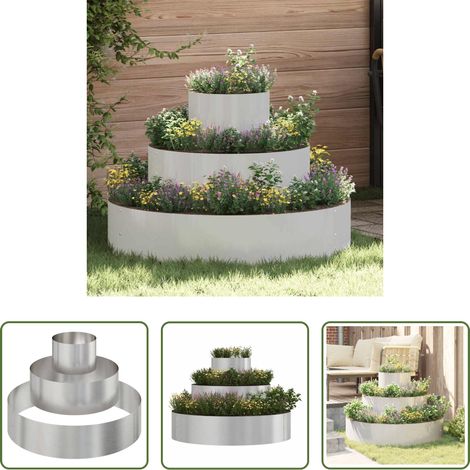 Pot métal -  Cache-pot de jardin Argent 90 x 90 x 20 cm Acier inoxydable (1/5)