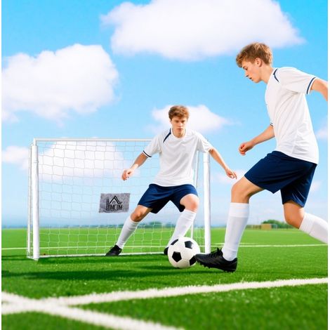 But de football enfant 186 x 62 x 123 cm avec filet et cible, blanc OKMYHOME (1/5)