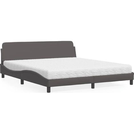 Bett mit Matratze "Dover" Grau 180x200 cm Kunstleder