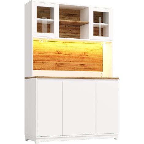 Hoher Küchenschrank 120 x 40 x 180 cm weiß mit Acryltüren und LED, MODENUIT (1/5)