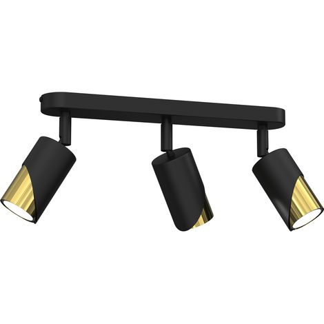 Barre 3 spots orientables noir/or GU10 Shift Luminex