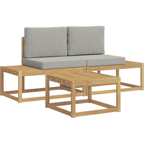 Outdoor-Sofagarnitur 3 pcs Weiß und Hellgrau Polyester vidaXL