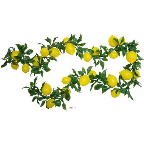 Guirlande de 22 Citrons Artificiels 2m D17 cm &ndash Fruits en Plastique Soufflé 2 Tailles