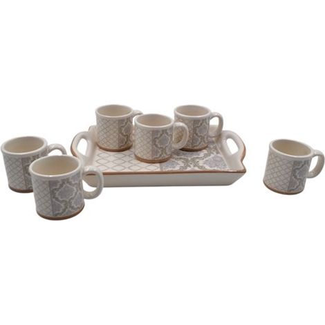 Set 6 Tazzine Tazze Caffè in Ceramica Arabsque + Vassoio