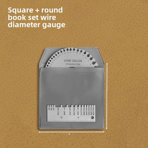 Gabarit de mesure de diamètre de fil standard américain en acier inoxydable, jauge d'inspection de soudure, jauge d'épaisseur de fil, jauge de soudage de fil (calibre rond + carré) (1/5)